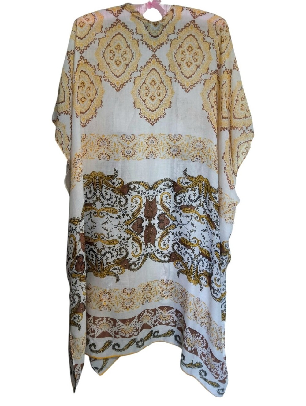 Rachel Roy Boho Paisley Medallion Kimono Duster - Yellow Brown White - One Size - Picture 5 of 5